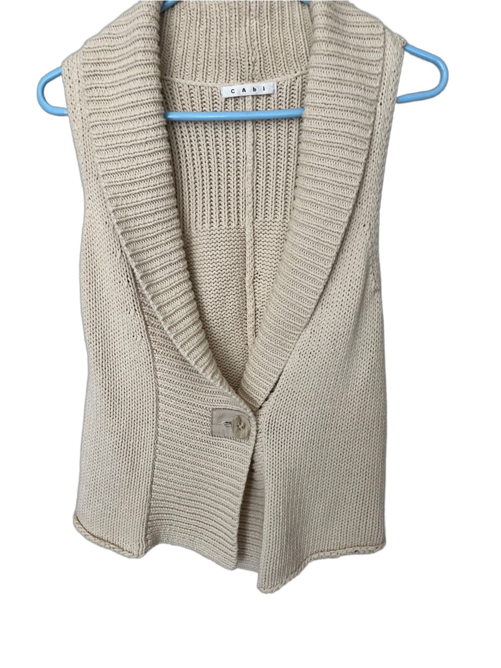 CAbi Cream Shawl Collar Knit Button Vest